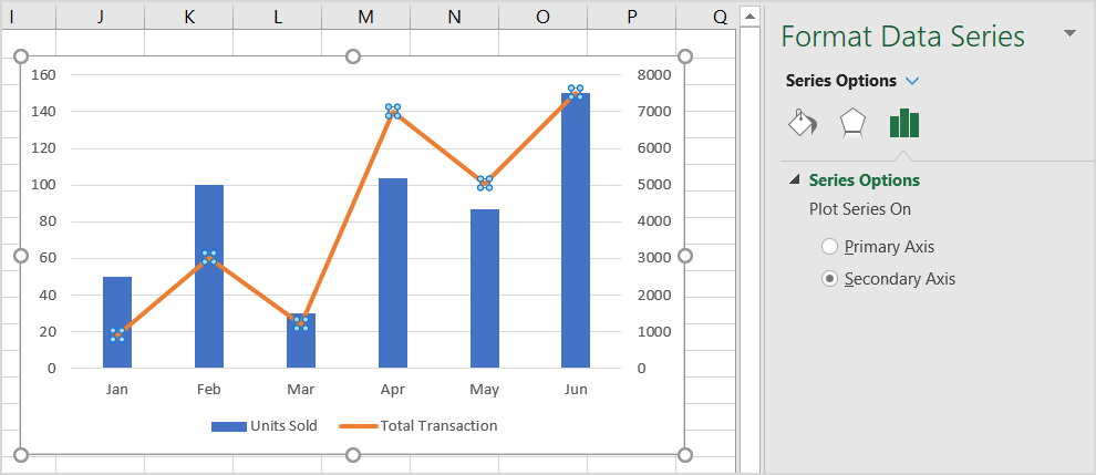 Formatting options in the Format Data Series pane.