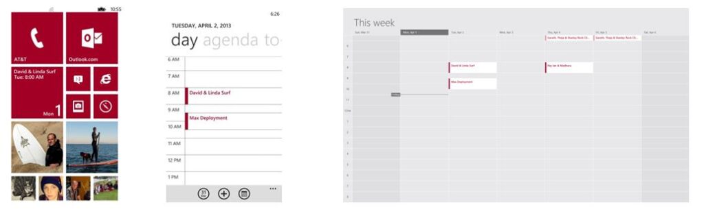 mobile and desktop outlook calendar views