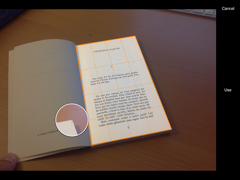 a book open with OneNote scan overlay