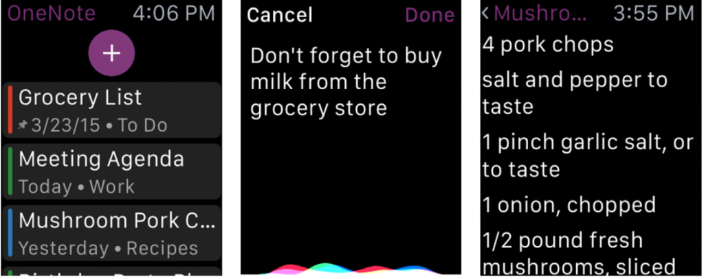 Search handwritten notes and Apple Watch support for OneNote 1