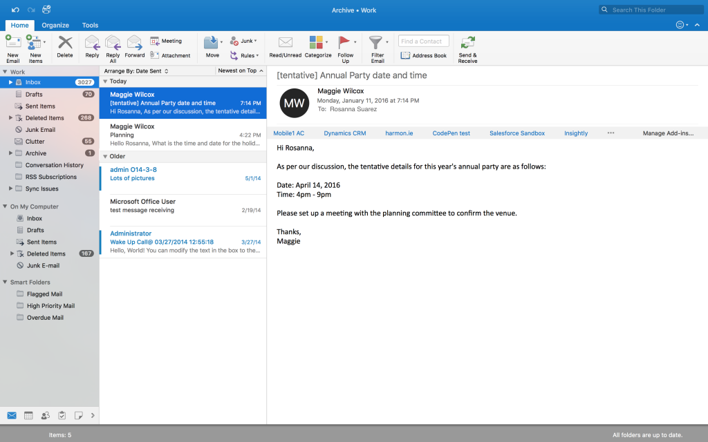 Full Screen view feature in Outlook for Mac 1
