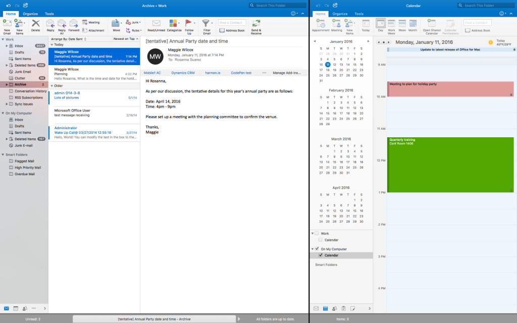 Full Screen view feature in Outlook for Mac 6