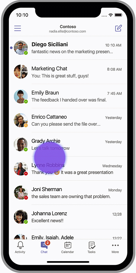 An animated image showing off new features in Microsoft Teams.