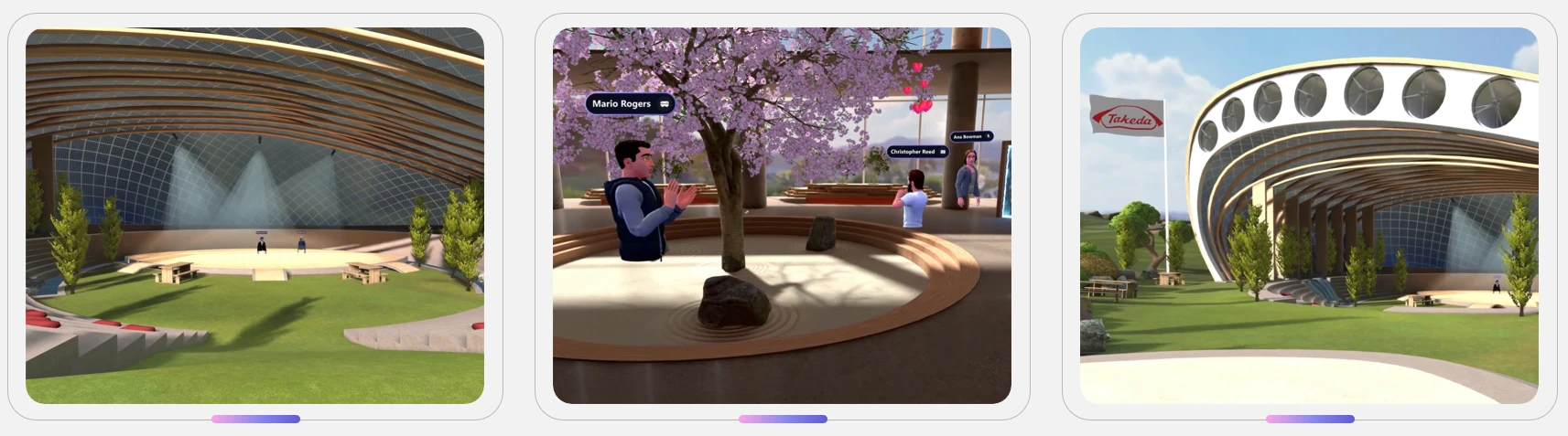 Screen shots showing how Takeda uses Microsoft Mesh. 