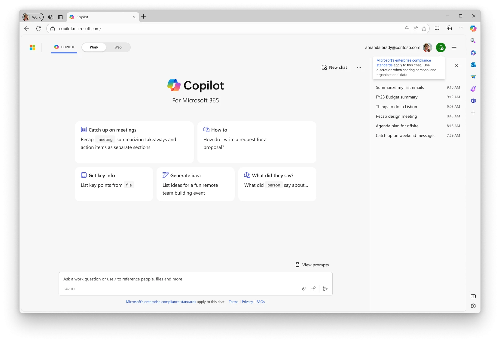 an image of the Copilot for Microsoft 365 in the work context