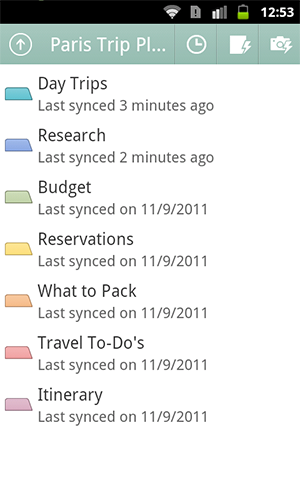 OneNote for Android app screenshot