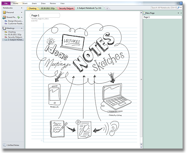 Livescribe smartpen content on a OneNote page