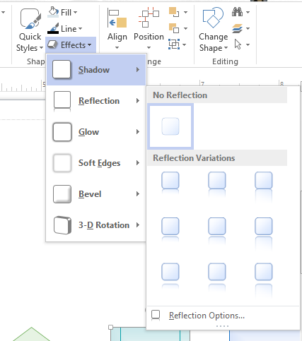 Visio shape effects menu Visio shape effects menu