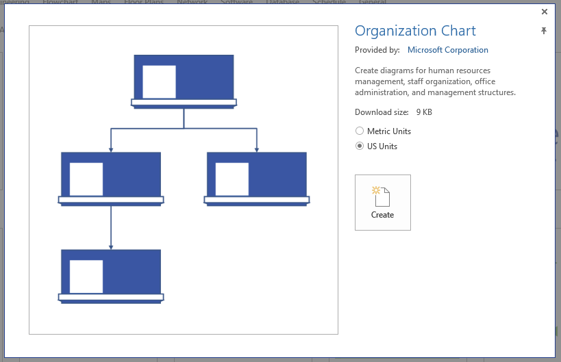 Visio start enhanced template preview