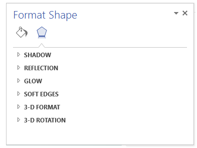 Format shape, Effects option Format shape, Effects option
