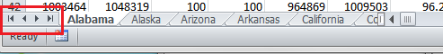 Worksheet navigation area Worksheet navigation area