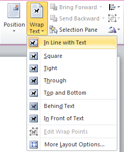 Wrap text menu on Format tab