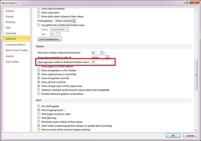 Word 2010 Options Menu
