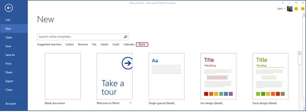 preview templates page