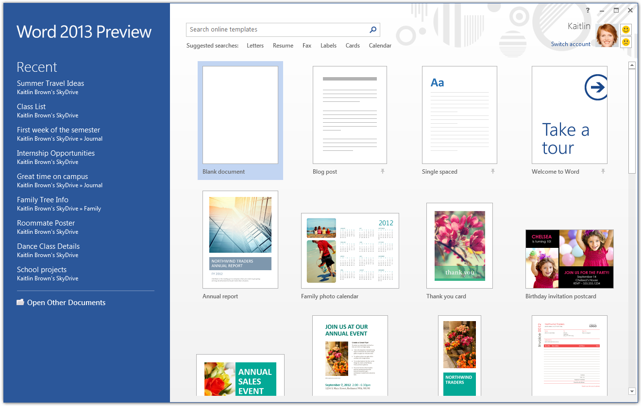 Office 2013 Start Place